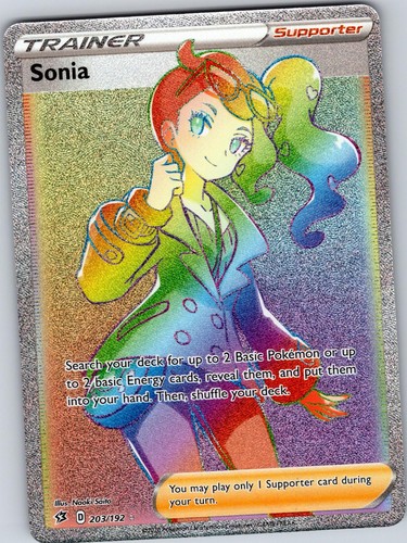 Sonia 203/192 Rainbow Rare Rebel Clash Pokemon Holo Near Mint