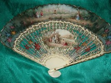 Vintage Spanish Scenic Art Hand Painted Fan Signed by Artist