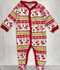 CHICK PEA sleeper white/red CHRISTMAS STRIPES motif size 3-6 months