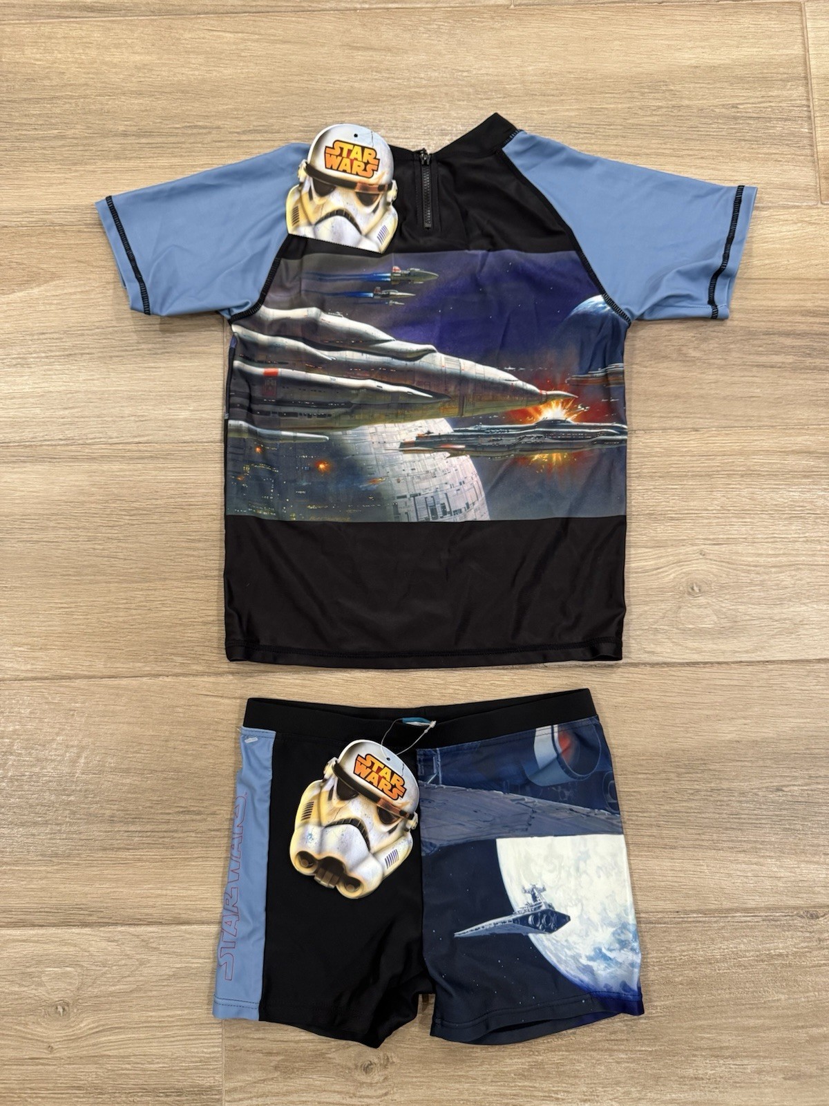 Nuevo Conjunto de Natación Star Wars GRANDE Camisa y Pantalones Cortos Rashguard Niños Grandes Darth Vader