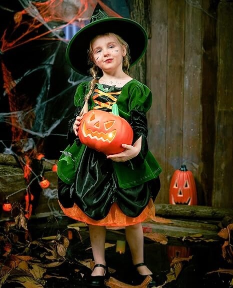 Girls Halloween Witch Costume Magic Deluxe Fancy Dress Outfit for Kids Role  Play