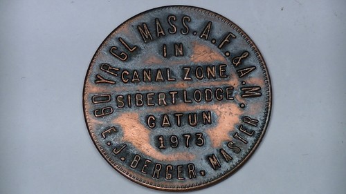 Moneda medalla masónica Sibert Gatun Lodge A F & A M 1973 zona del canal de Panamá albañil - Imagen 7 de 19
