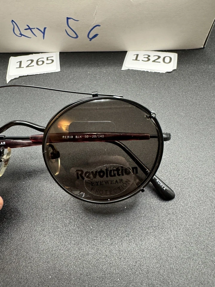 Vintage Revolution Eyeglass Frame Clip On Sunglasses Re 010 Round Aviator 50mm - Image 3 of 4