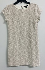 Banana Republic Womens Dress 6 White Gold Shift Short Sleeve Knit Lined