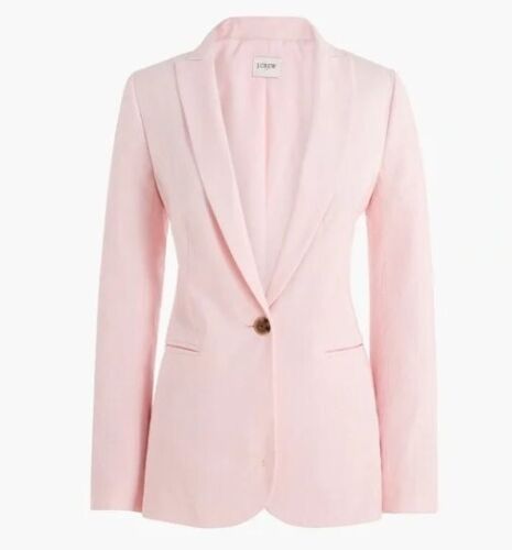 J.Crew Women's Linen Blend Holland Blazer Light Pink Size 6 Lined Long Sleeves