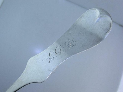 4 Early Coin Silver 8 5/8" Large Spoons RHODES circa 1800's - Picture 3 of 10