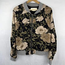 Saltwater Luxe Floral With Black & White, Bomber Jacket -size Small