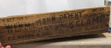 Antique Wenzelmann Hay Rack Clamp Wood Box F. E. Myers & Bro. Ashland Ohio OH 