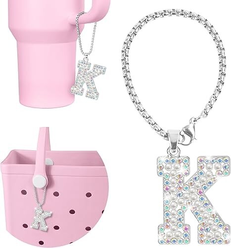 Tumbler Accessories for Stanley Tumbler with Handle Water Bottle -Letter K