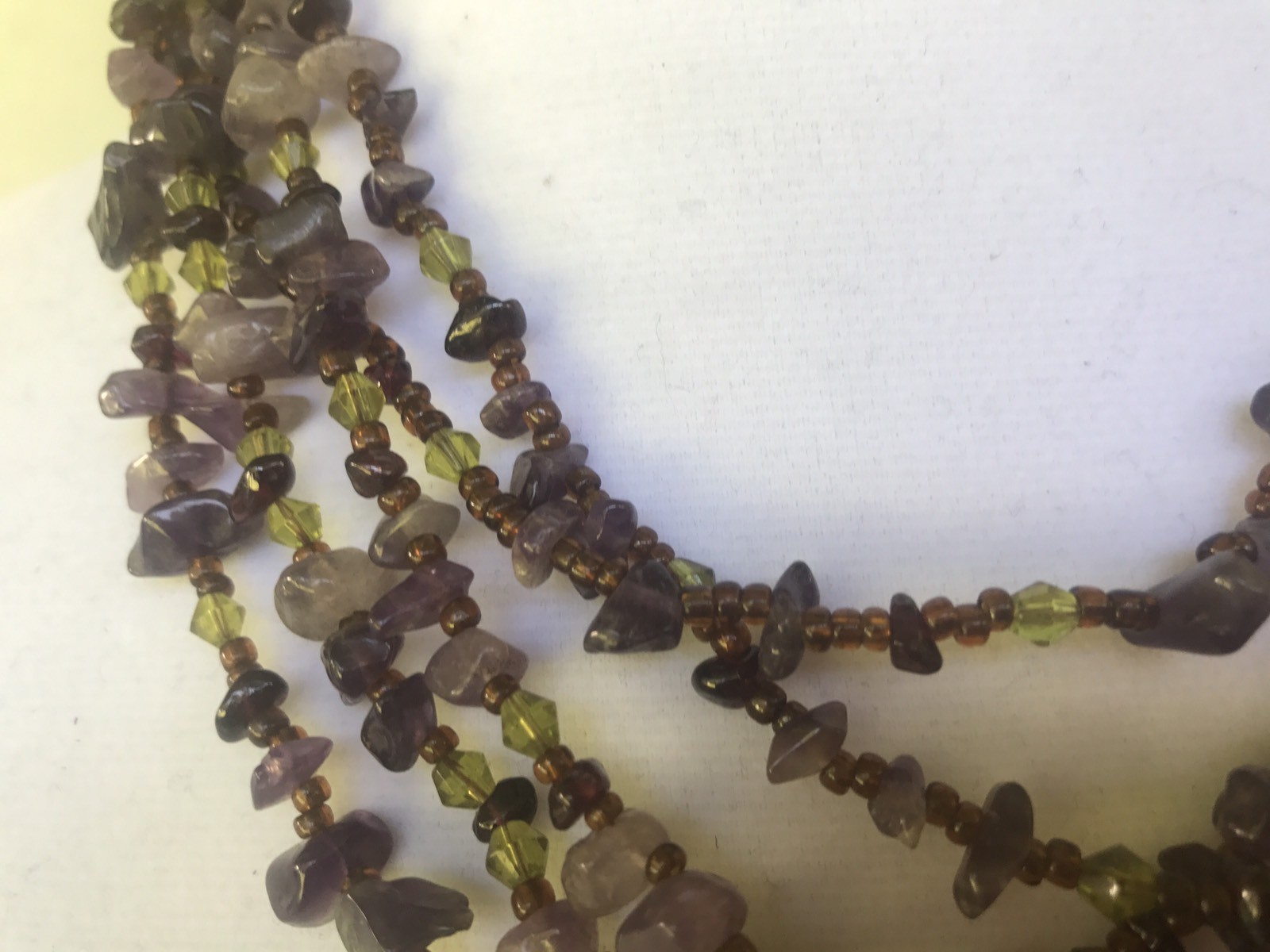 Necklace Multi layered Colored Pressed Glass Bead… - image 3