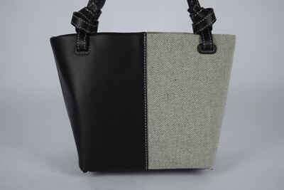 NWT STAUD Ida Mini Canvas Tote Black Cream Bag Crossbody