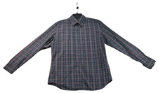 Banana Republic Button Down Shirt Mens Size Medium Burgundy Blue Plaid
