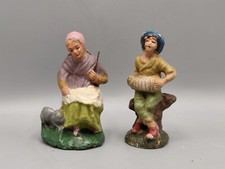 Antico Lotto Personaggi Presepe In Gesso E Cartapesta Dipinti A Mano Arte Sacra 