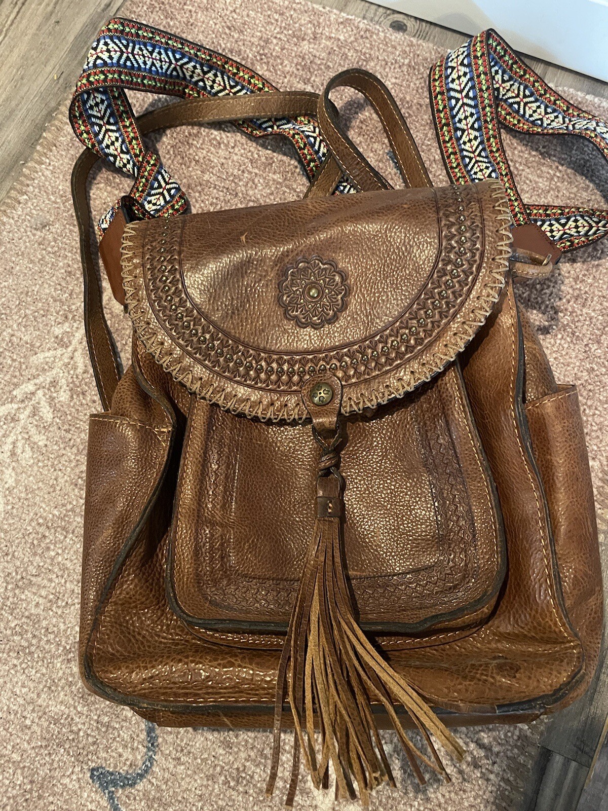 Patricia Nash Backpack Purse Italian Leather Multi St… Gem