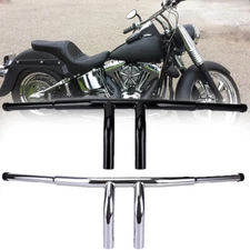 Universal Motorcycle Fat 1" Black Chrome 8" Rise Pullback T-Bars Handlebars Drag