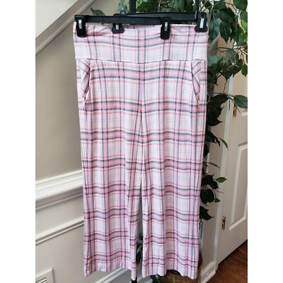 Cabi Playdate Crop Pants Women Medium Multi Plaid Cheer Rayon High Waist Pull On