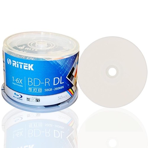 4 Packs Ritek Inkjet Printable Blank 50GB BD-R DL double layer 2-8X Media Discs - Picture 4 of 5