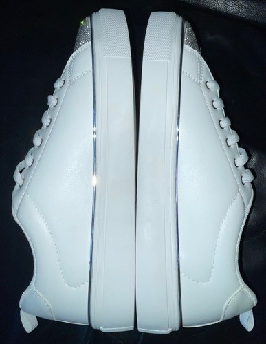 LADIES SIZE 7 WHITE RHINESTONE DESIGN LACE UPS NEW NEVER WORN PRIMARK - Picture 7 of 8