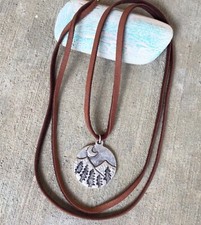 New Sundance Charm Necklace leather cord handmade artisan men  s jewelry
