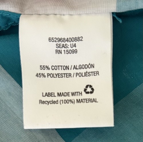 Men's Structure Aqua And White Plaid Short Sleeve Slim Fit Shirt Size XL - Picture 4 of 9