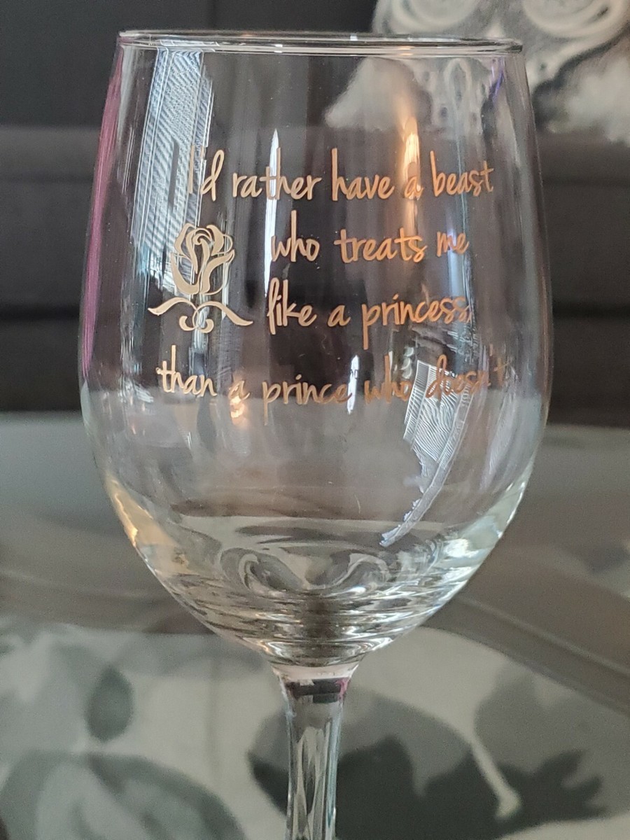 Disney Beauty And The Beast Inspired White Wine Glass