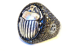 3800 DAVID YURMAN SS LARGE BLACK DIAMOND SCARAB BEETLE RING