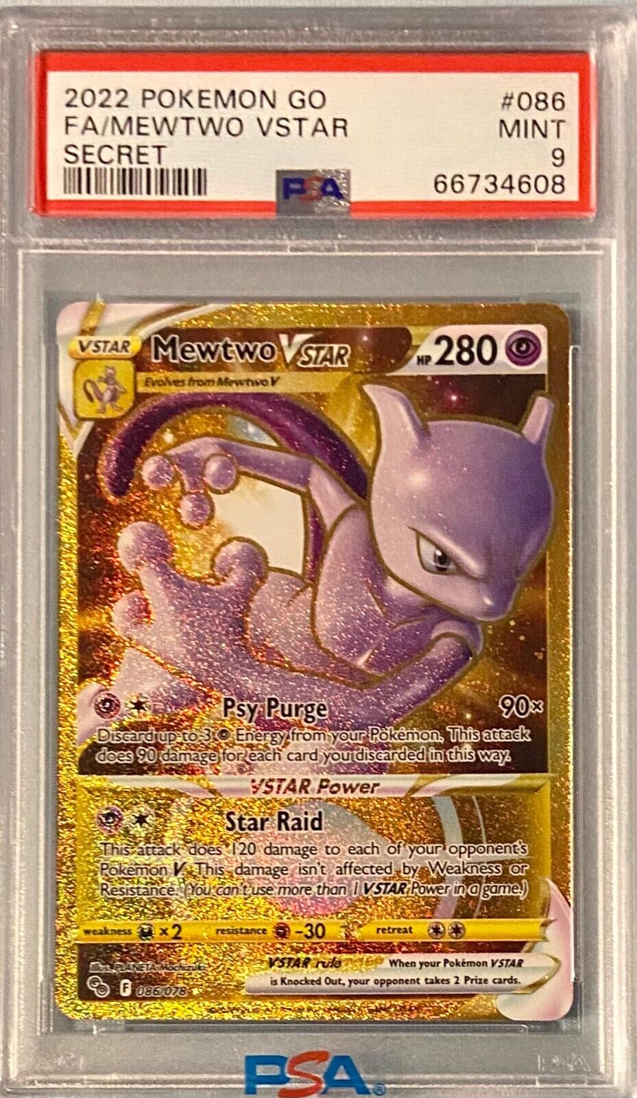 Mewtwo VSTAR - Pokémon GO Holofoil: PSA 9