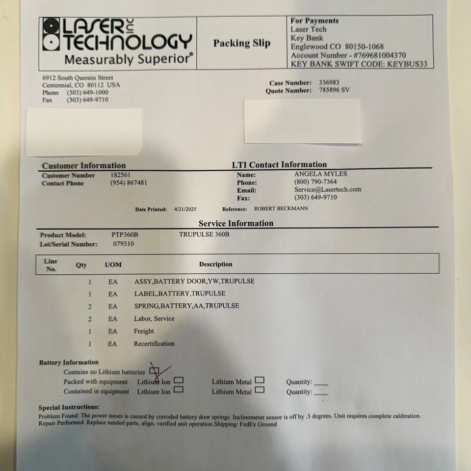Laser Technology TruPulse 360B 激光测距仪 ~ 校准和服务 2025 — 第 3/4 张图片