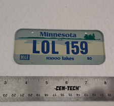 Minnesota LOL 159 Metal Bicycle License Plate Cereal Premium Rare Vintage