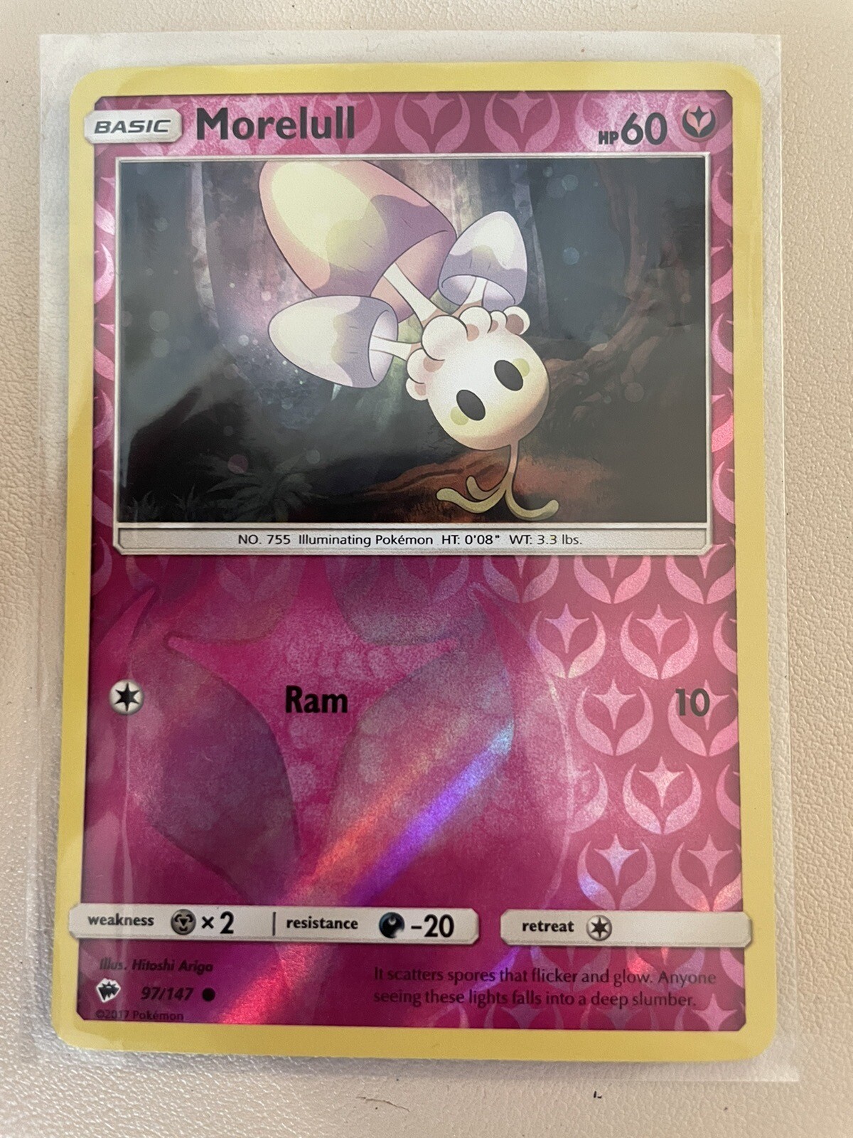 Morelull #97/147 Burning Shadows Pokemon Reverse Holo Common Card NM