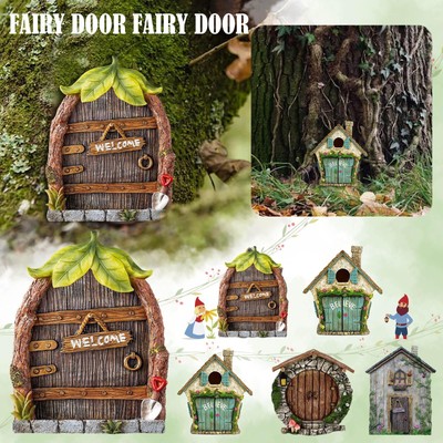Miniatur Fee Tür Hobbit Pixie Elfe Baum Gartenzwerg Wohndeko OrnamentA