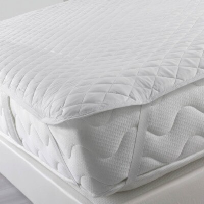 Matratzenauflage gesteppt weiß Bett 90x190cm weich 100% Polyester + Gummibänder