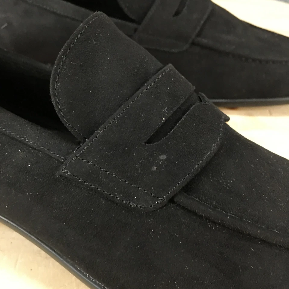 H&M Shoes Mens 8.5 Casual Slip On Apron Toe Penny Loafer Flats Black Fabric - Image 4 of 4