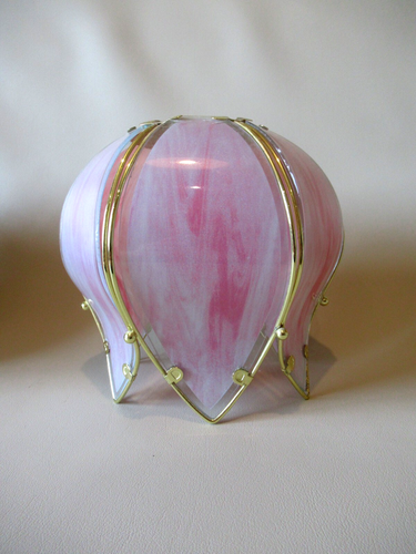vintage glass brass pink white tulip petal light shade lamp lighting