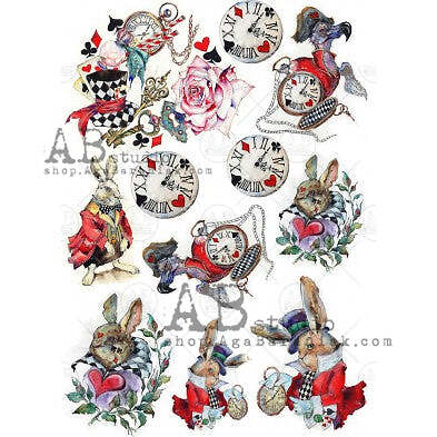 Wonderland Rabbits | A4 Rice Paper | Paper for Decoupage | AB Studios