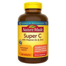 Nature Made Super C with Vitamin D3 and Zinc - 200 Tablets - Best Price! Fresh!