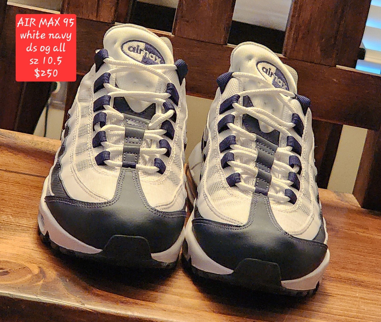 Nike Air Max 95 Essential White Midnight Navy Size 10.5