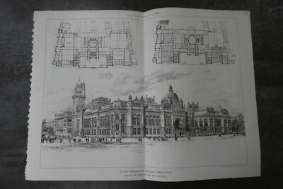 Building News 1891 4 Plates South Kensington Museum Competition Architectural
