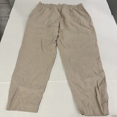 Women’s Khaki Rayon Casual Pants XL Stretchy Waist w Pockets 25 inch inseam 