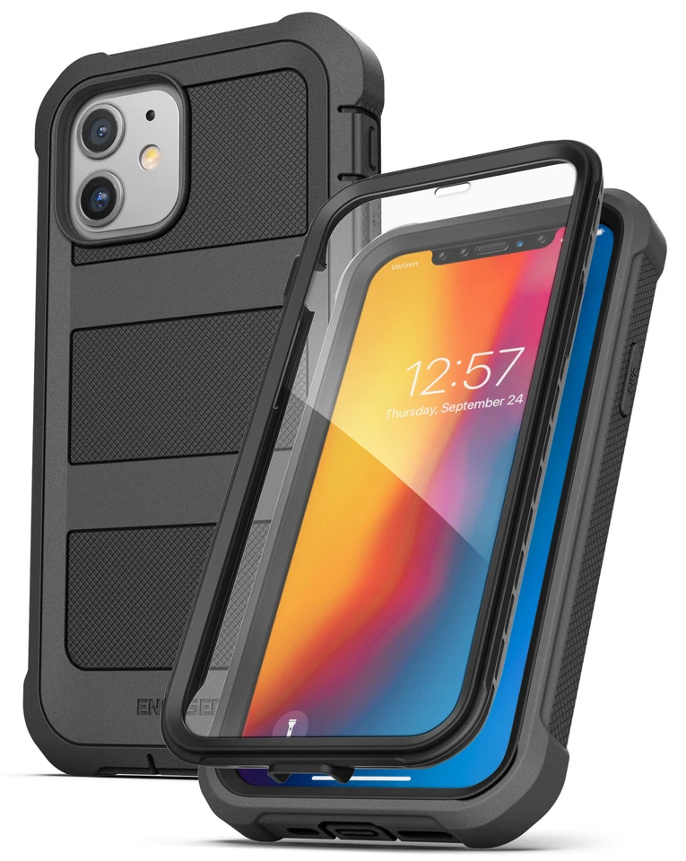 iPhone 12 Case w Built-in Screen Protector and Belt Clip Holster - Black - Image 4 of 4