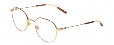 GUCCI GG0684O Womens Round Reading Glasses Gold Brown Tortoise Havana Ivory 51mm