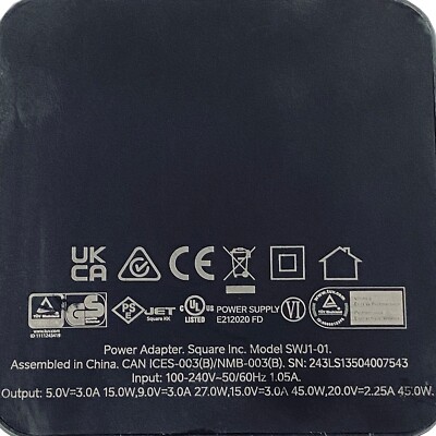 Genuine Square 45W AC Power Adapter SWJ1-01 USB Type C Wall