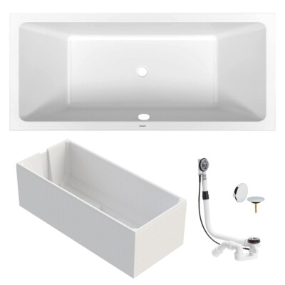 Duravit Opportunity Acryl Badewanne 180x80 cm + Träger + Ablauf Multiplex mittig
