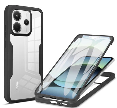BETTERFON 360° Grad Hülle für Xiaomi Redmi Note 14 4G Integriertem Displayschutz Schwarz