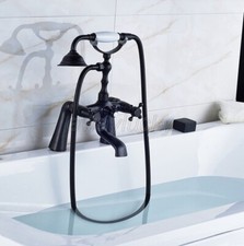 Oil Rubbed Bronze Deck Mount Bathroom Clawfoot Bath Tub Faucet Handheld Shower