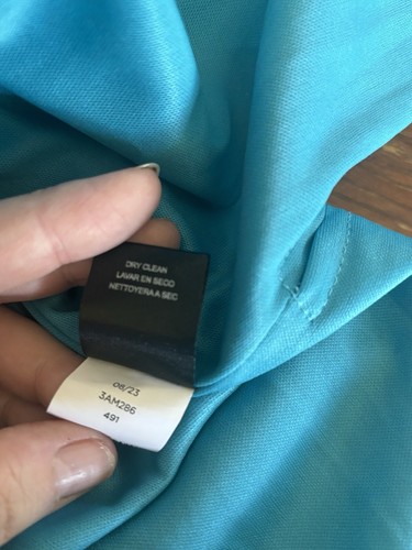 Tahari ASL gerafftes Langarm Midikleid Damen blau Größe 4 Faux Wickeloptik - Bild 4 von 14