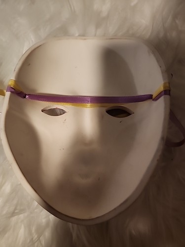 Mardi Gras CeramicFace Mask Wall Hanging Hand Painted Glitter Flowers 7x5.5#0161 - Picture 5 of 5