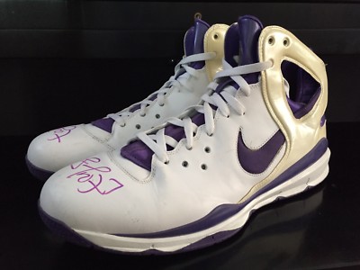 2007/08 LAKERS LAMAR ODOM NIKE AIR HUARACHE PRACTICE USED SIGNED SHOES AUTO PE | eBay