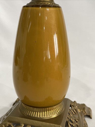 Lámpara de aceite ANT Victorian Plume & Atwood P & A vidrio amarillo mostaza GWTW STARBURST - Imagen 12 de 15