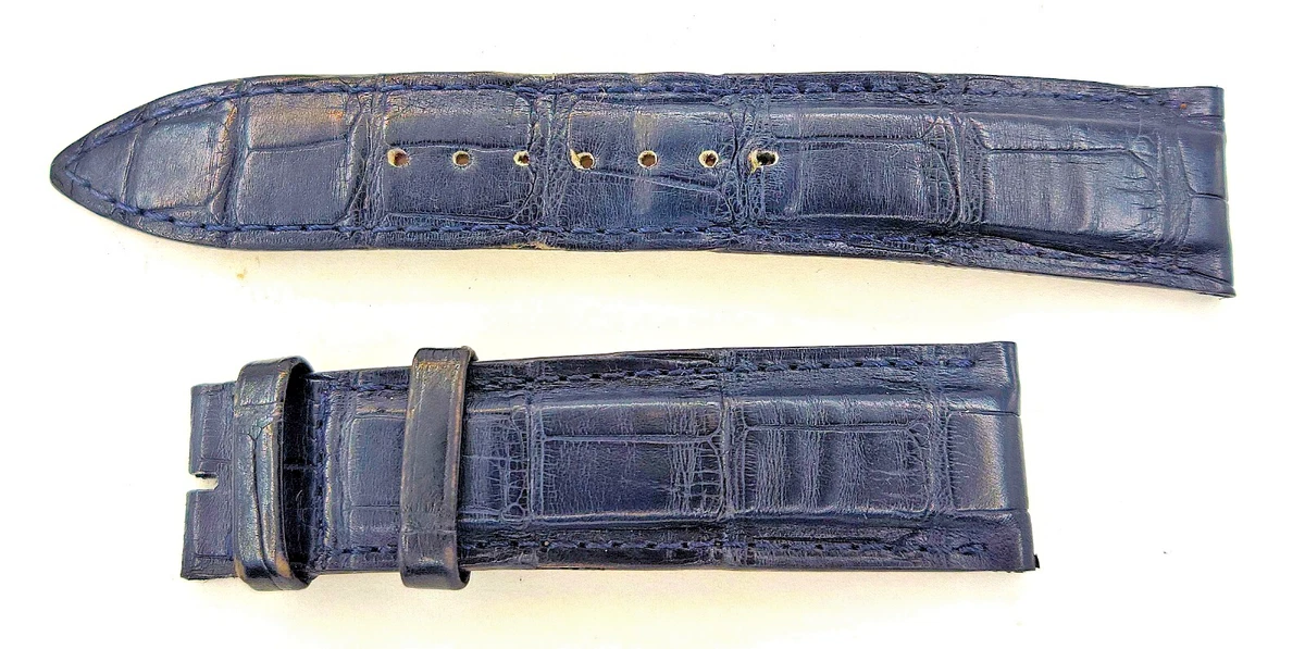 Cinturino Originale Jaeger-LeCoultre NOS - Pelle Blu Scuro, Curvo, 21mm X 18mm